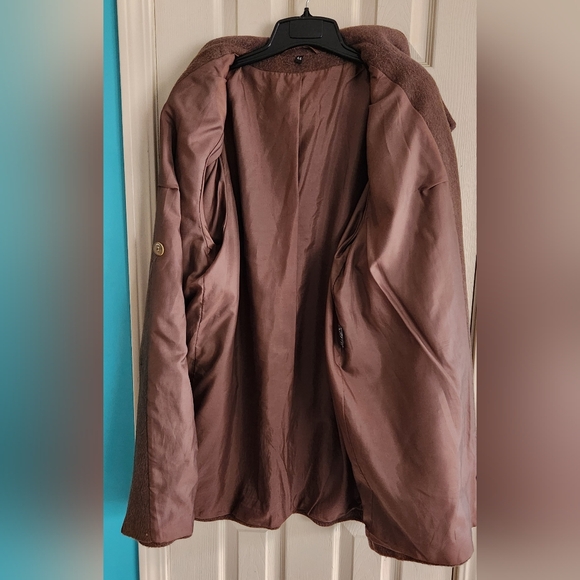 Vintage C&A Women's Pure Wool/Mohair Camel Brown Double Breasted Coat - Picture 7 of 10